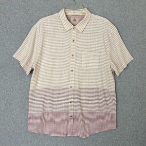 Marine Layer Shirt Mens Large Striped Stretch Selvage Short Sleeve Button Up